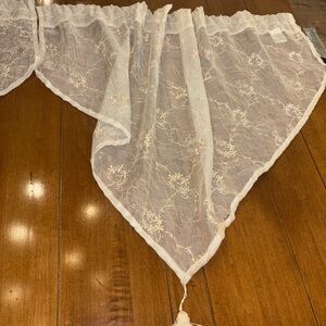 Set of 3 Croscill Sheer Ivory Embroidered Valence Panels Victorian Inspired
